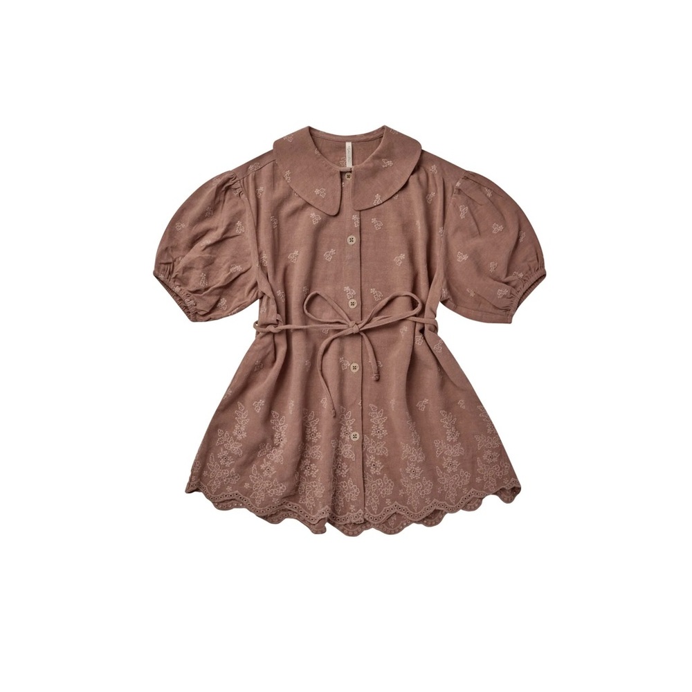 •SOLD• Rylee + Cru Olive Dress Grapevine Embroidery 4-5